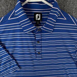 Footjoy Striped Blue Pink Polo Shirt Large Stretch Golf Outdoors Performance